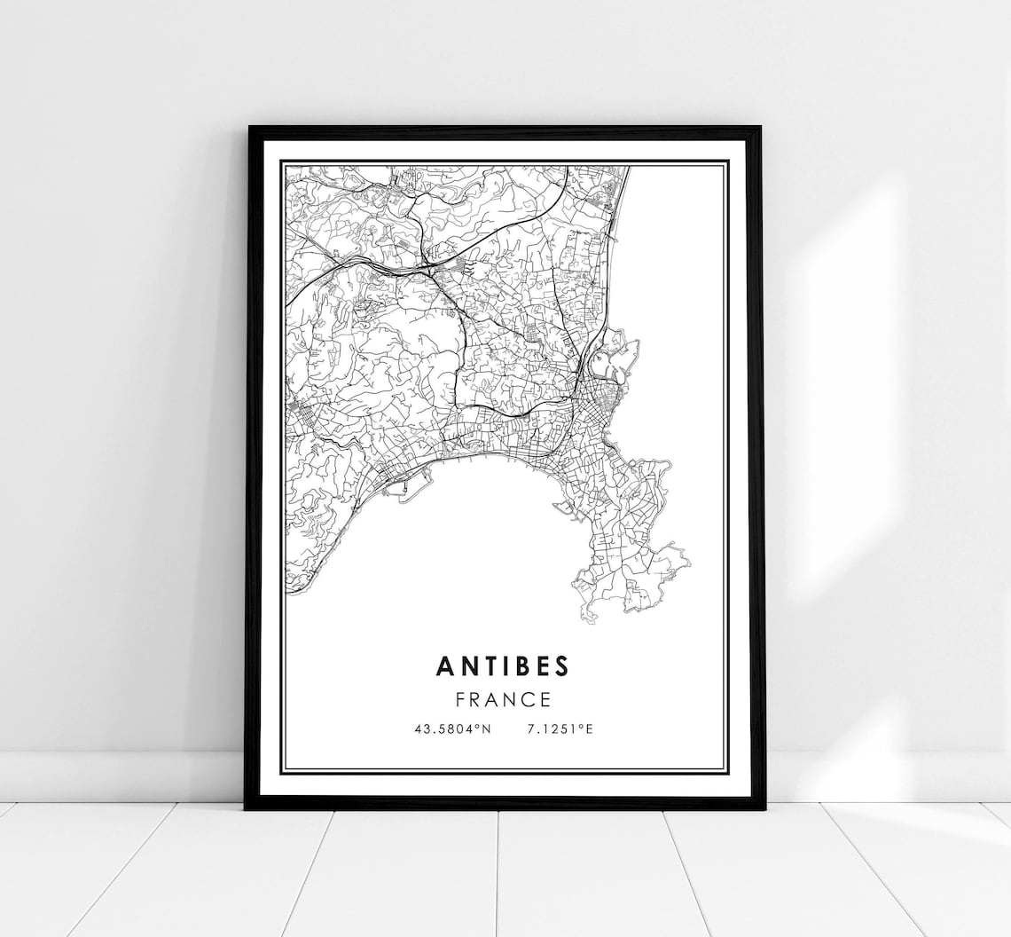 Antibes Map Print, France City Travel Poster