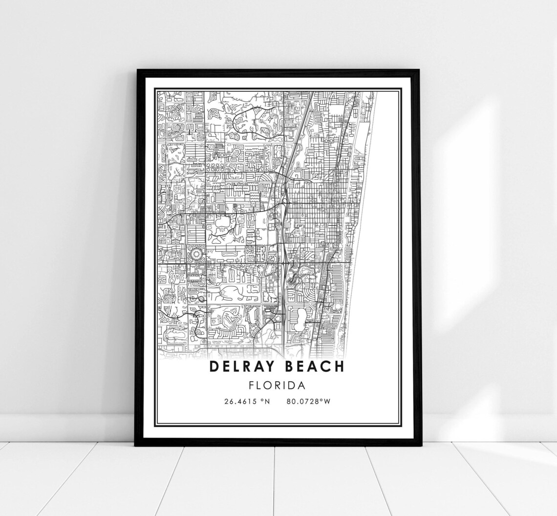 Delray Beach Map Print, Florida City Travel Poster