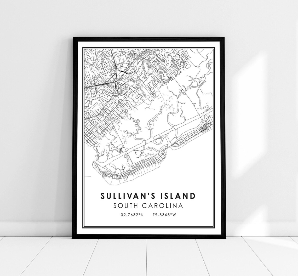 Sullivans Island Map Print, South Carolina Travel Poster