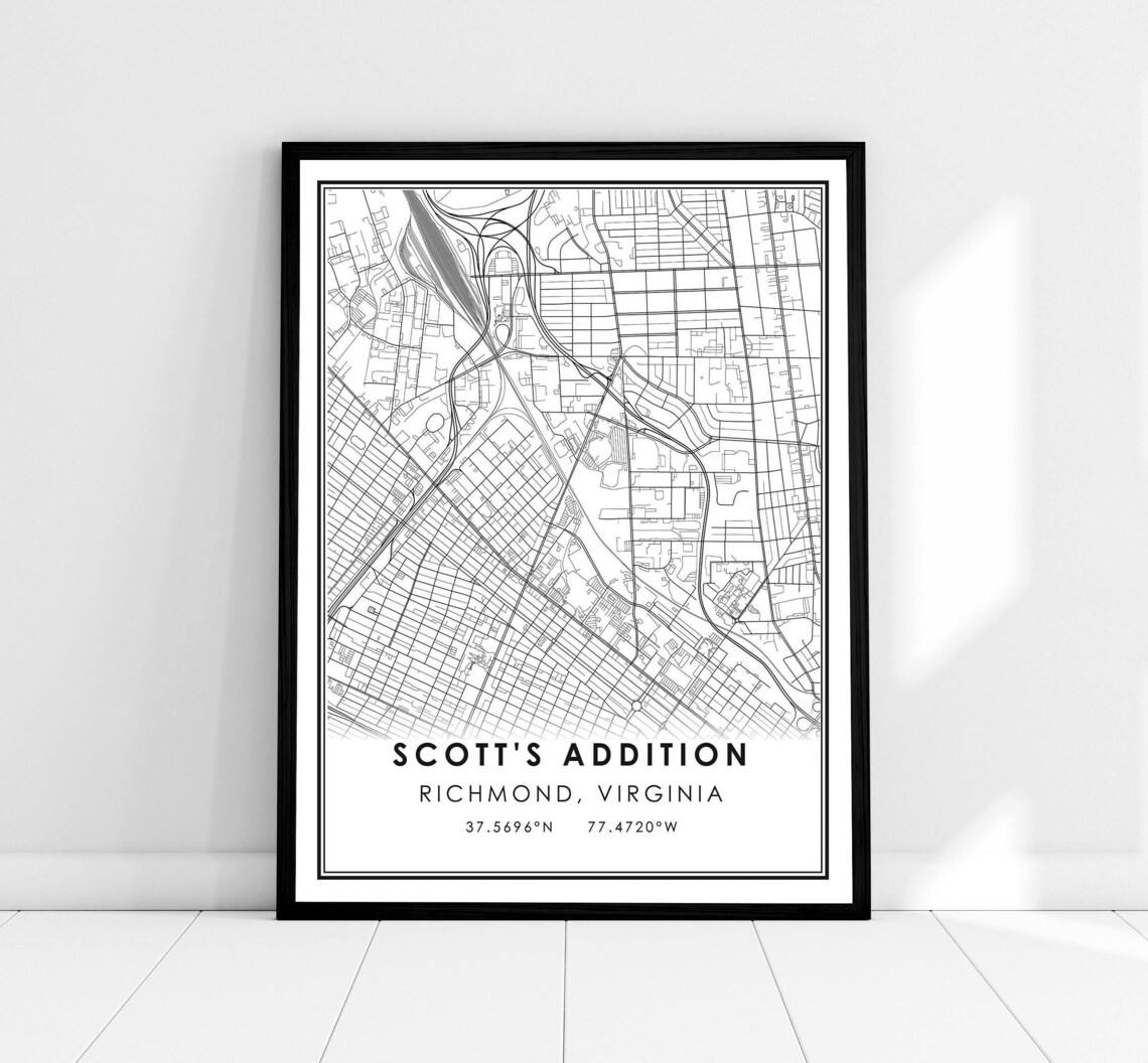 Scotts Addition Map Print, Richmond Virginia Travel Poster