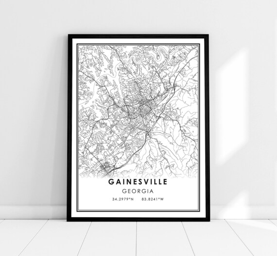 Gainesville Georgia Minimalist Street Map Poster Coordinates