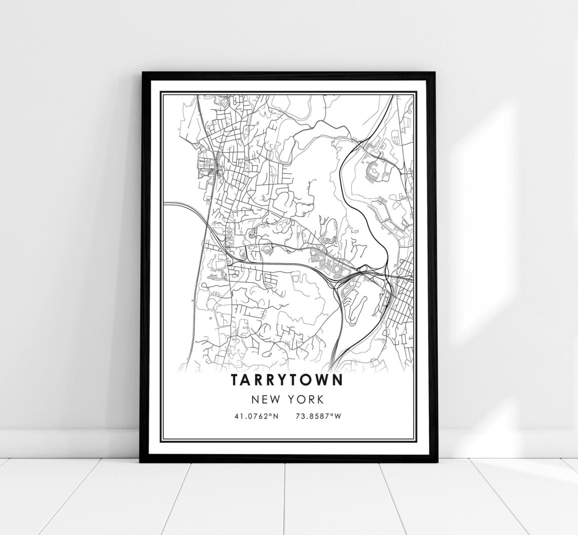 Tarrytown New York City Street Map Minimalist Black White Poster