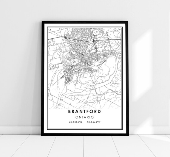 Brantford Ontario City Street Map Minimalist Black and White Poster