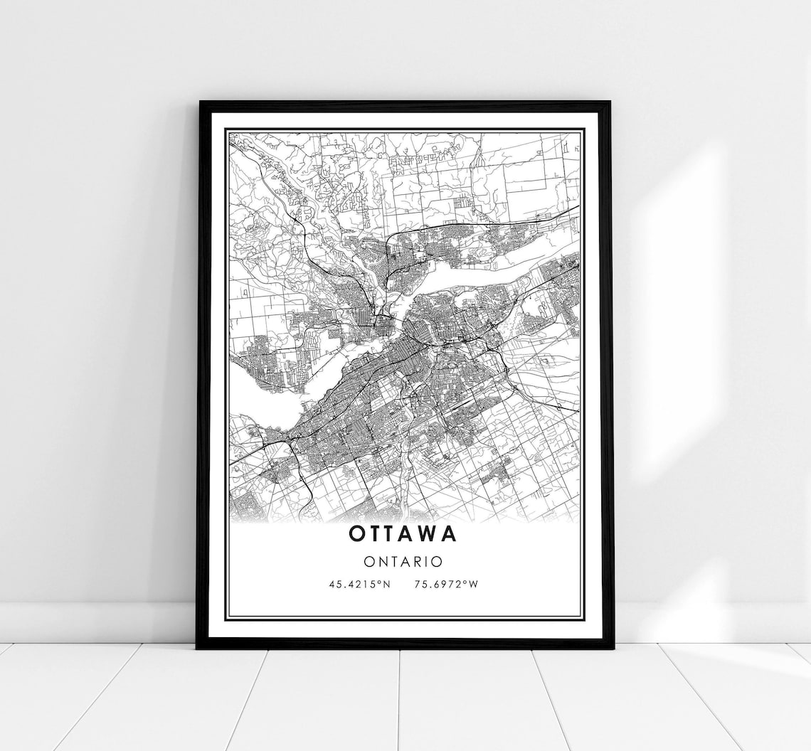 Ottawa Map Print, Ontario City Travel Poster