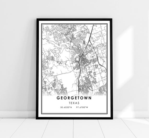 Georgetown Map Print, Texas City Travel Poster