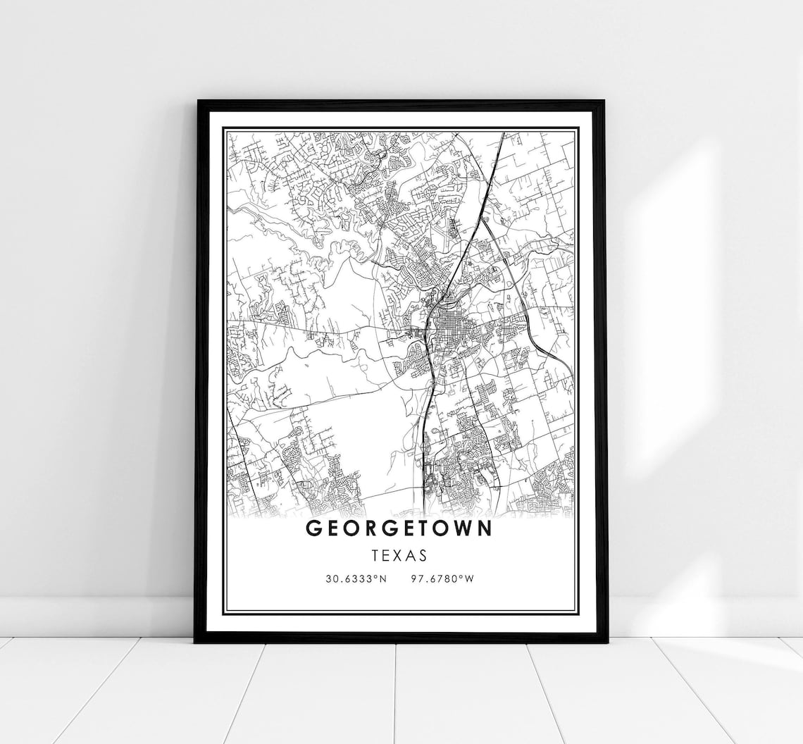 Georgetown Map Print, Texas City Travel Poster