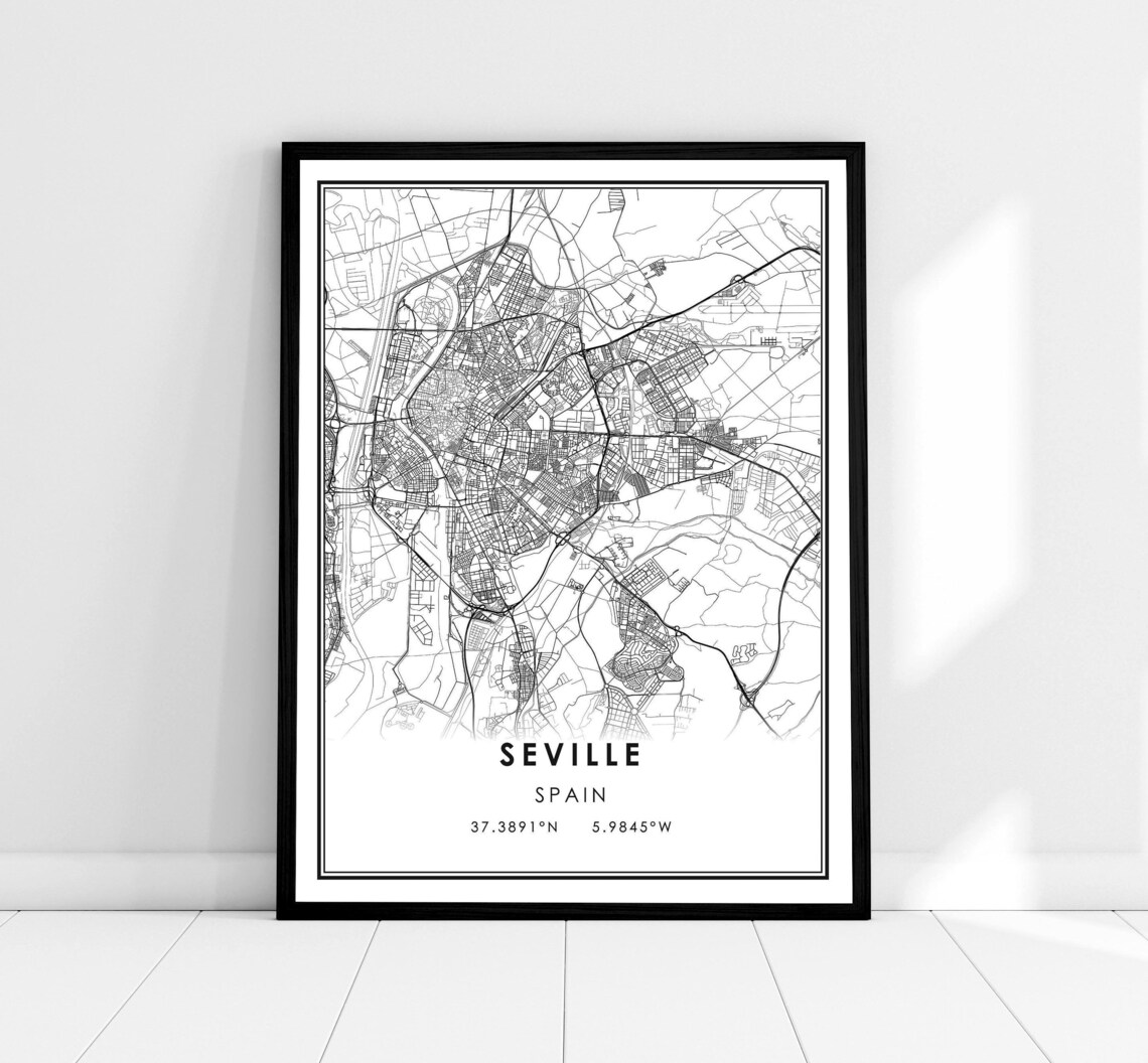 Seville Map Print, Spain City Travel Poster