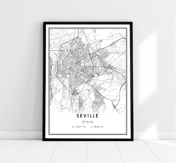 Seville Map Print, Spain City Travel Poster