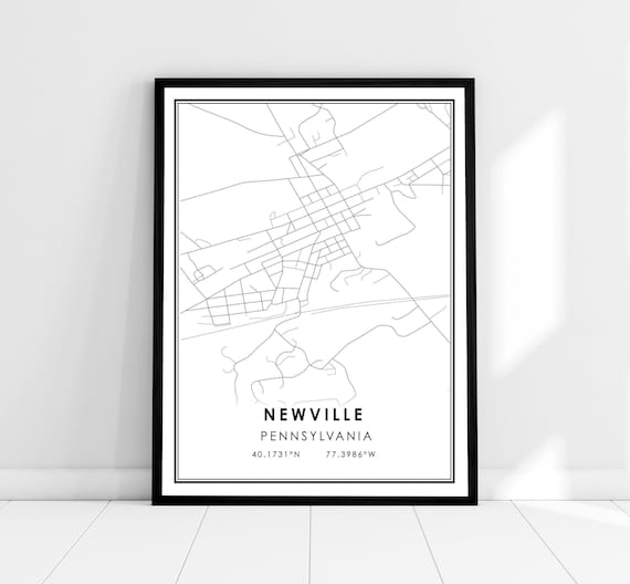 Newville Pennsylvania Minimalist Street Map Coordinates Wall Art