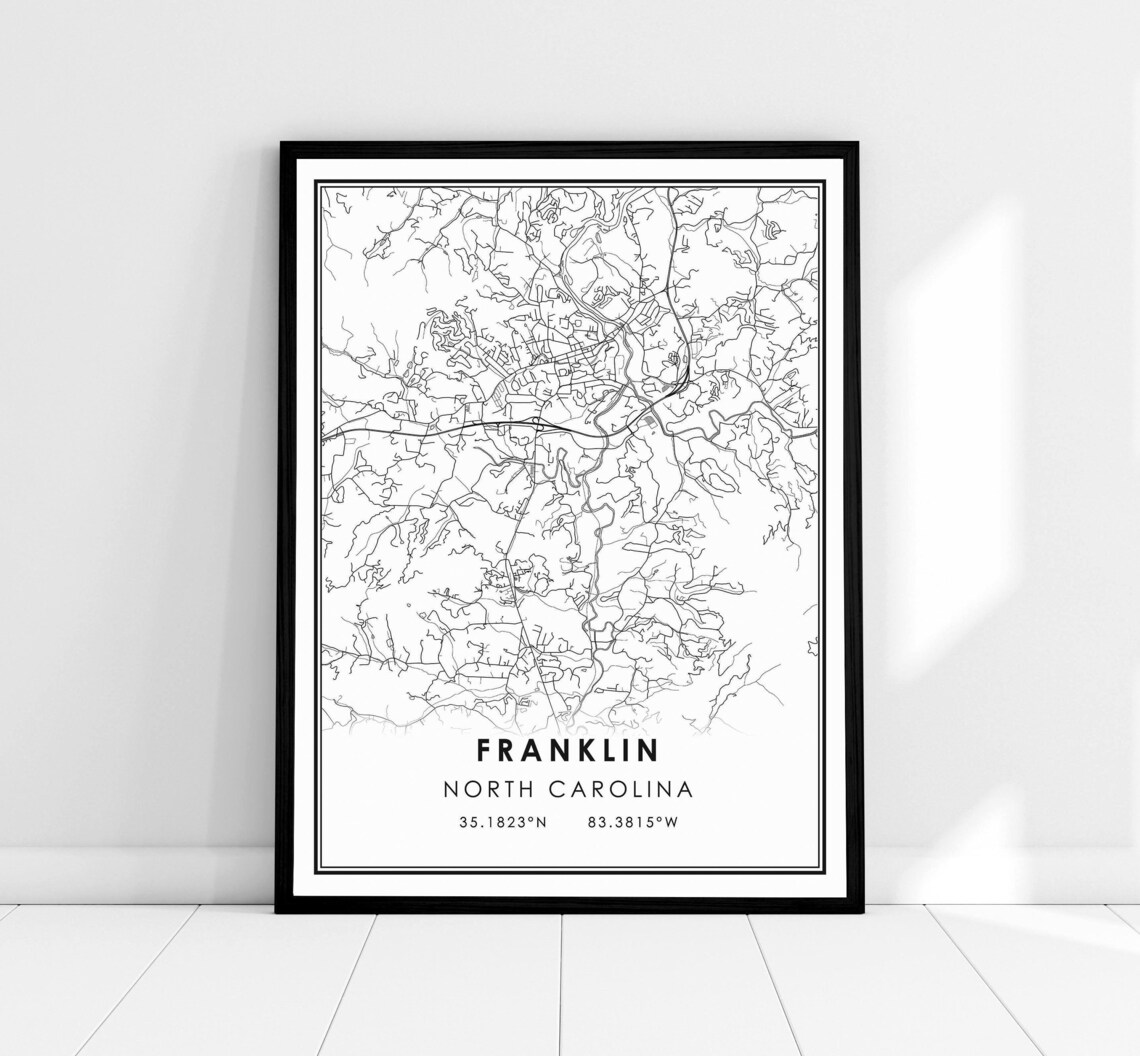 Franklin North Carolina Map Print, Travel Poster
