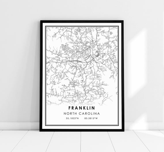 Franklin North Carolina Map Print, Travel Poster