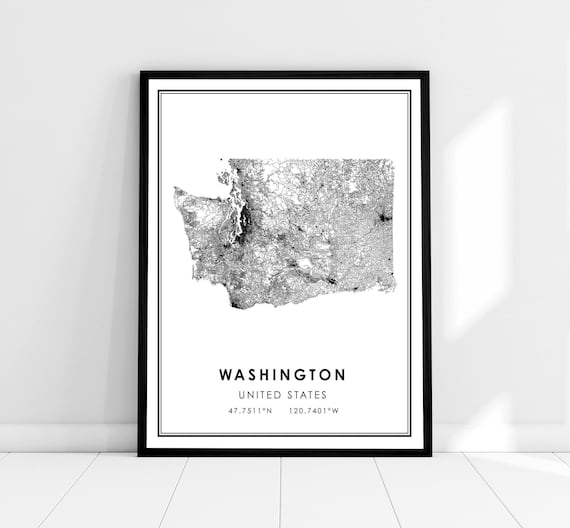 Washington State Map Travel Poster, United States Road