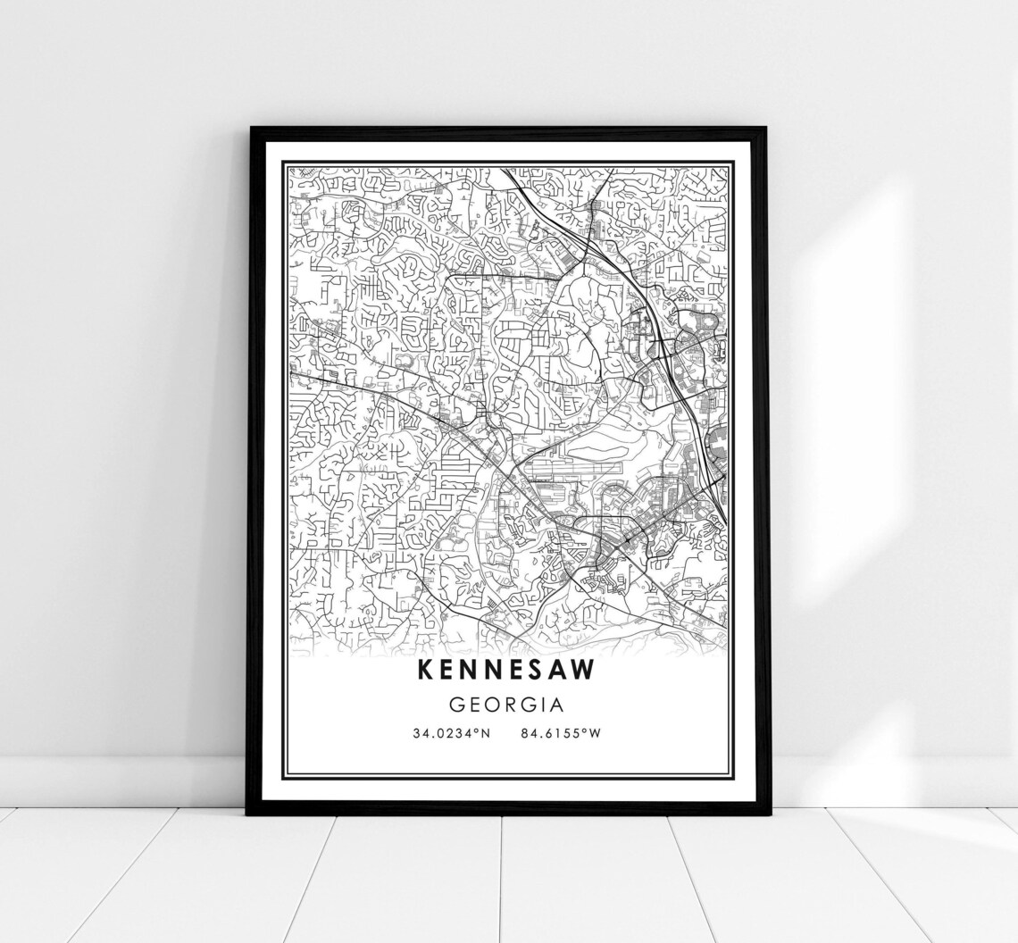 Kennesaw Map Print, Georgia City Travel Poster