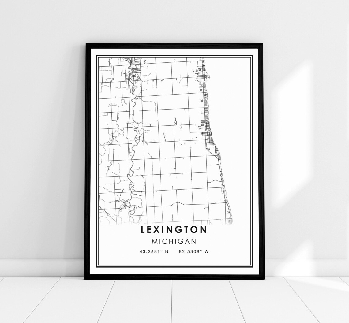 Lexington Map Print Poster, Michigan City Travel Poster