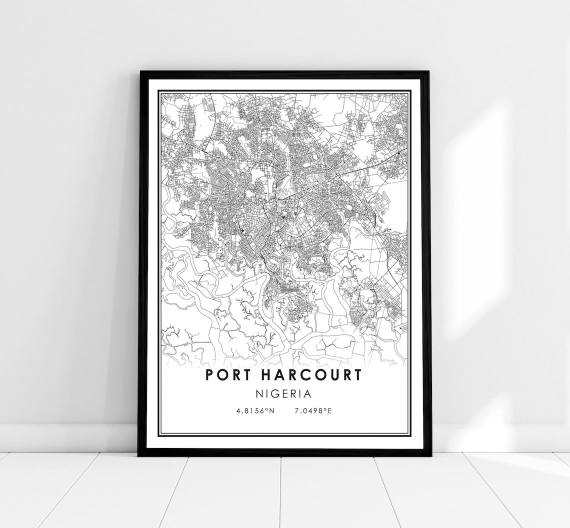 Port Harcourt Map Print Poster, Nigeria City