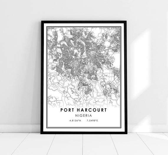 Port Harcourt Map Print Poster, Nigeria City