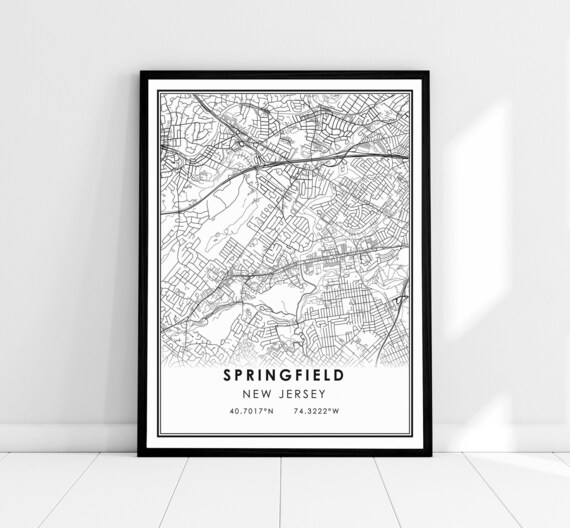 Springfield New Jersey Minimalist Street Map Line Art Poster