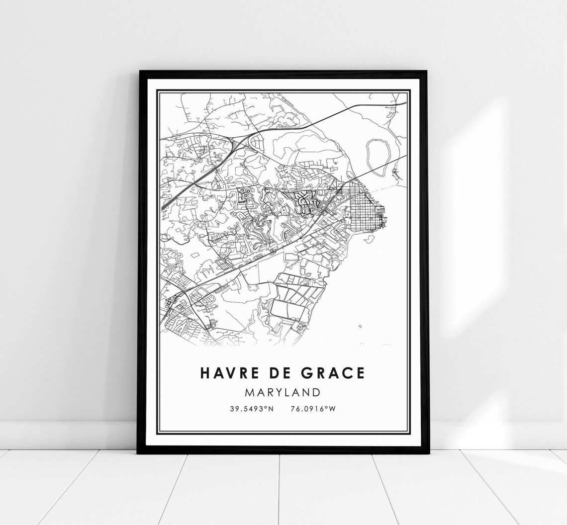 Havre De Grace Maryland Map Art Print, City Map