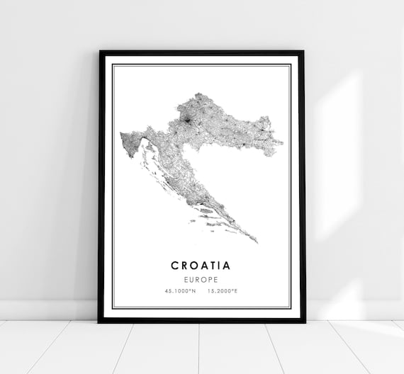 Croatia Country Map Travel Poster, Road Map Print