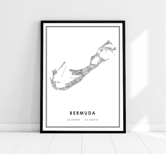 Bermuda Map Poster Print, Travel Wall Art