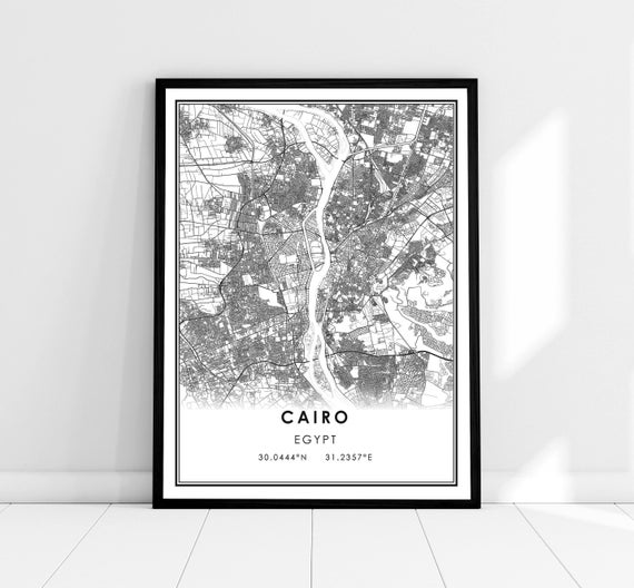 Cairo Map Art Print, Egypt City Travel Poster