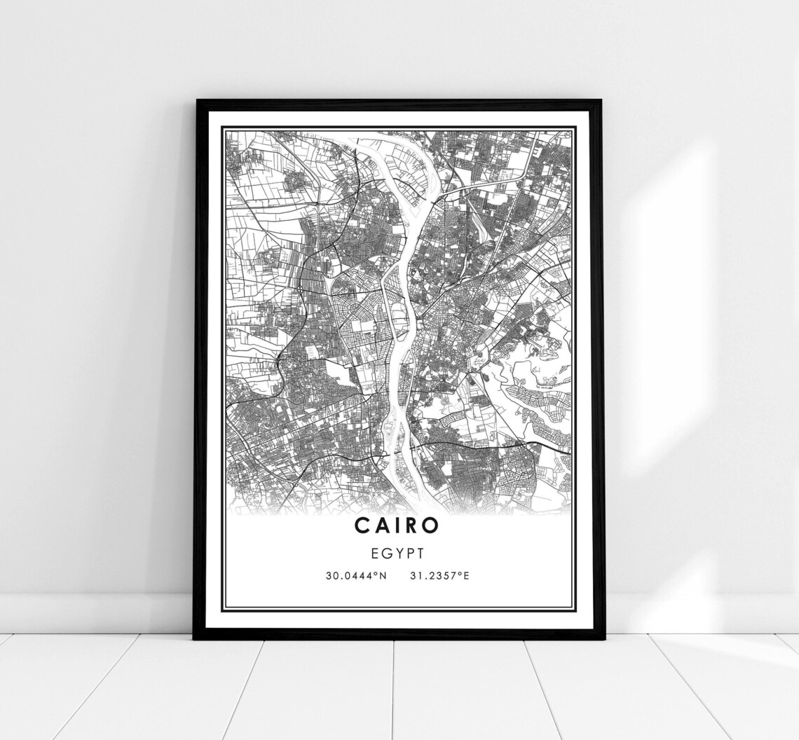 Cairo Map Art Print, Egypt City Travel Poster