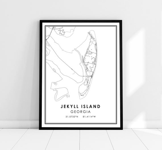 Jekyll Island Map Poster, Georgia Travel Poster