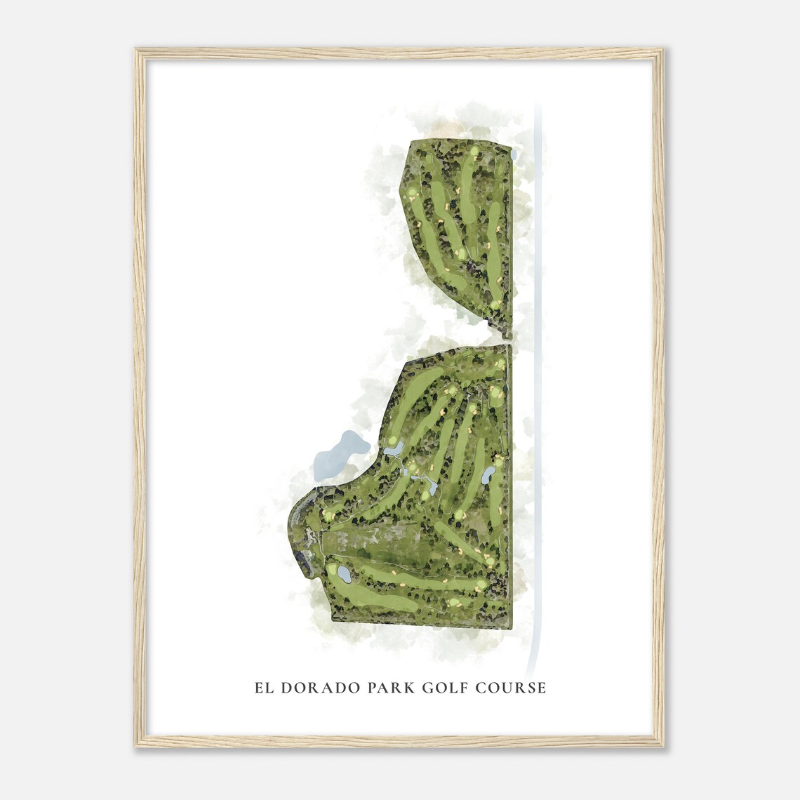 El Dorado Park Golf Course California Watercolor Map