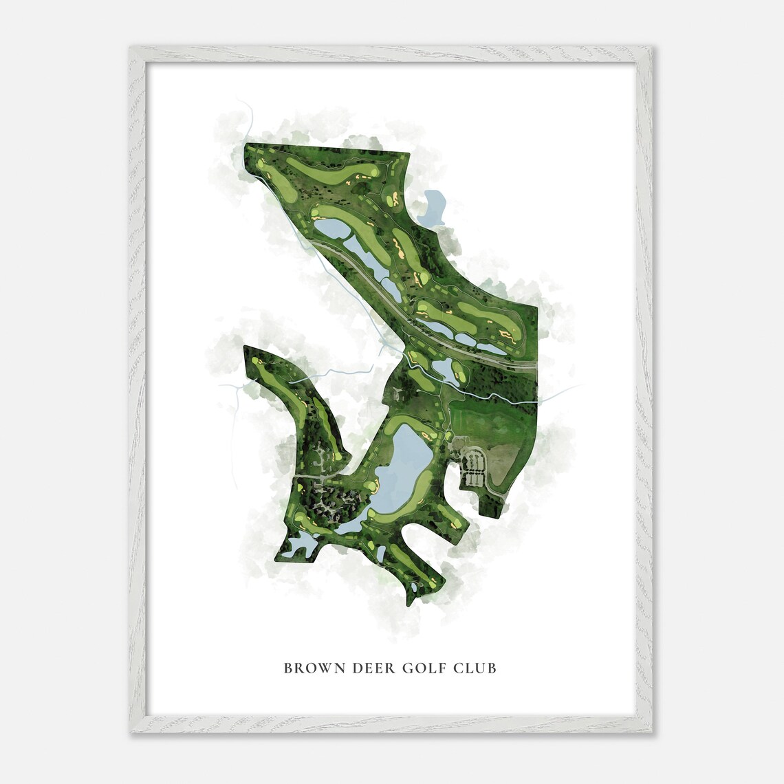 Brown Deer Golf Club Coralville Iowa Classic Watercolor Map Poster - Image 2