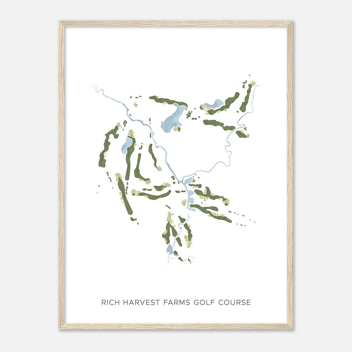 Rich Harvest Farms Golf Course Illinois Modern Watercolor Map Golfer Gift Golf Wall Art Golf Poster Print Course Layout