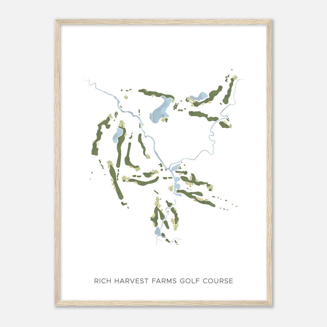 Rich Harvest Farms Golf Course Watercolor Map Golfer Gift Poster