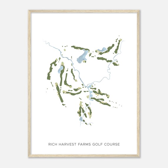 Rich Harvest Farms Golf Course Illinois Modern Watercolor Map Golfer Gift Golf Wall Art Golf Poster Print Course Layout