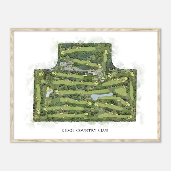 Ridge Country Club Illinois Classic Watercolor Map Golfer Gift Golf Wall Art Golf Poster Print Course Layout