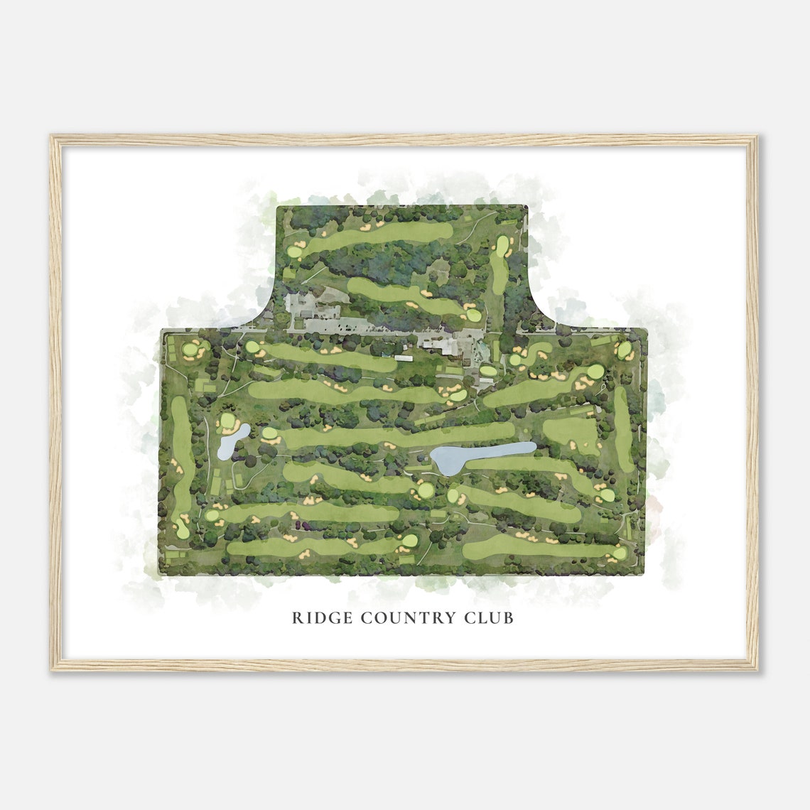 Ridge Country Club Classic Watercolor Golf Course Map Poster