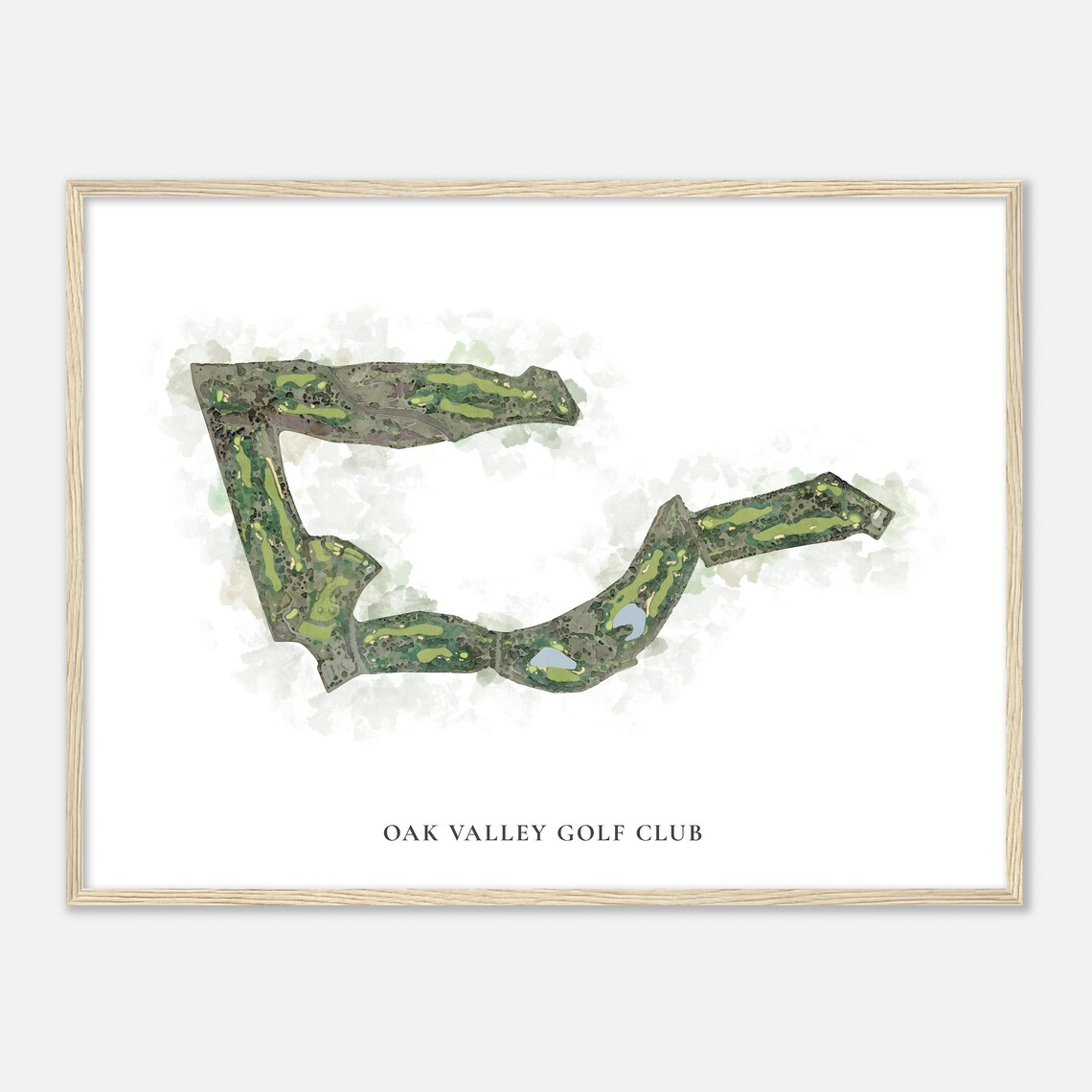Oak Valley Golf Club California Classic Watercolor Course Map Poster - Image 2
