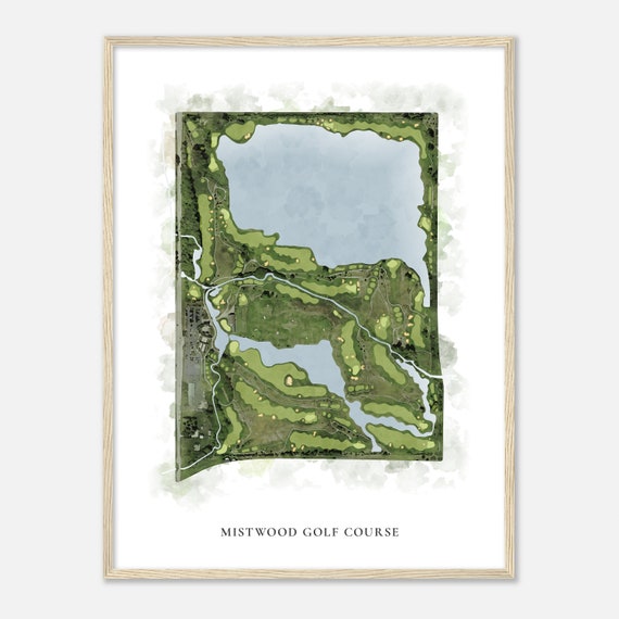 Mistwood Golf Course Illinois Classic Watercolor Map Golfer Gift Golf Wall Art Golf Poster Print Course Layout