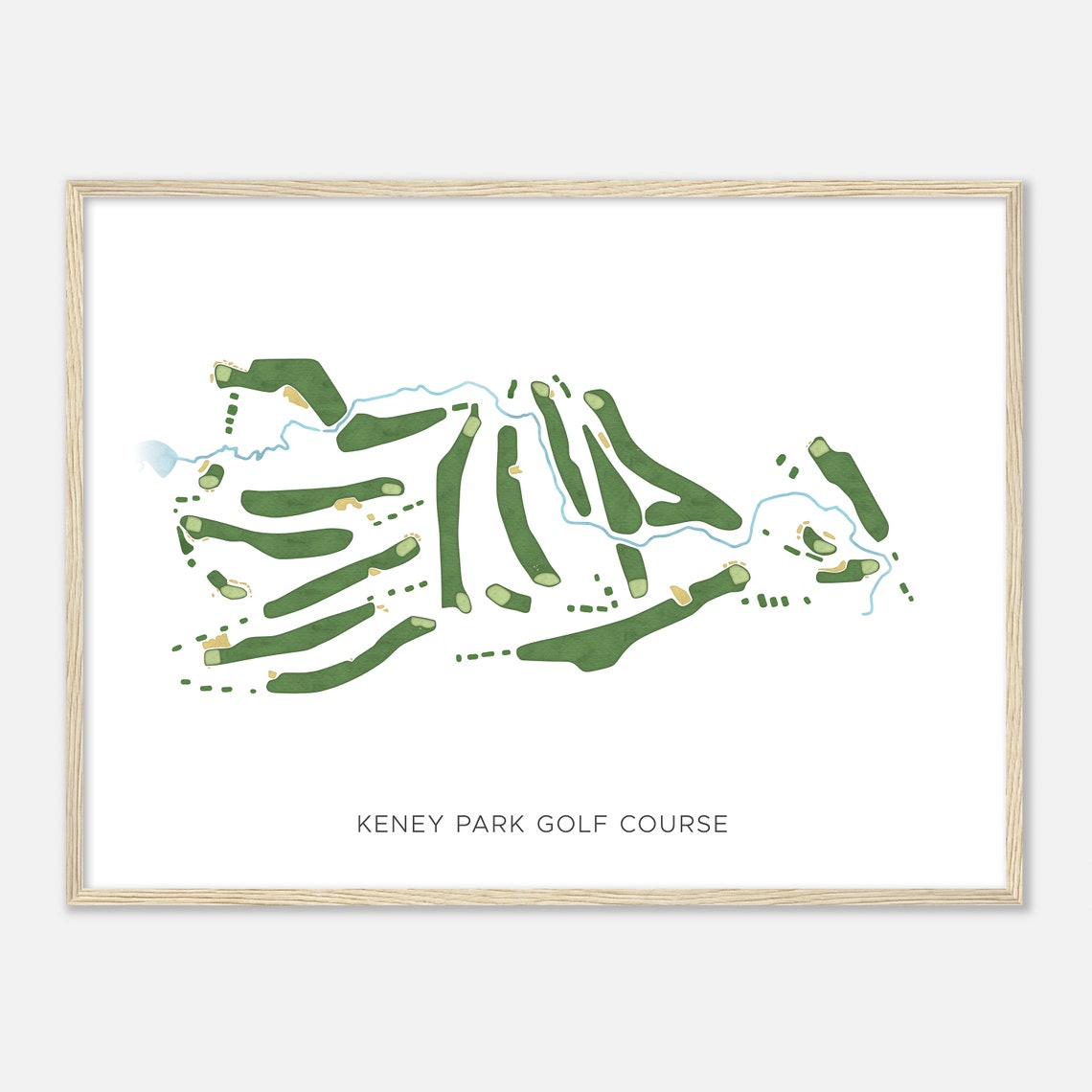 Keney Park Golf Course Modern Watercolor Fairways Map Poster