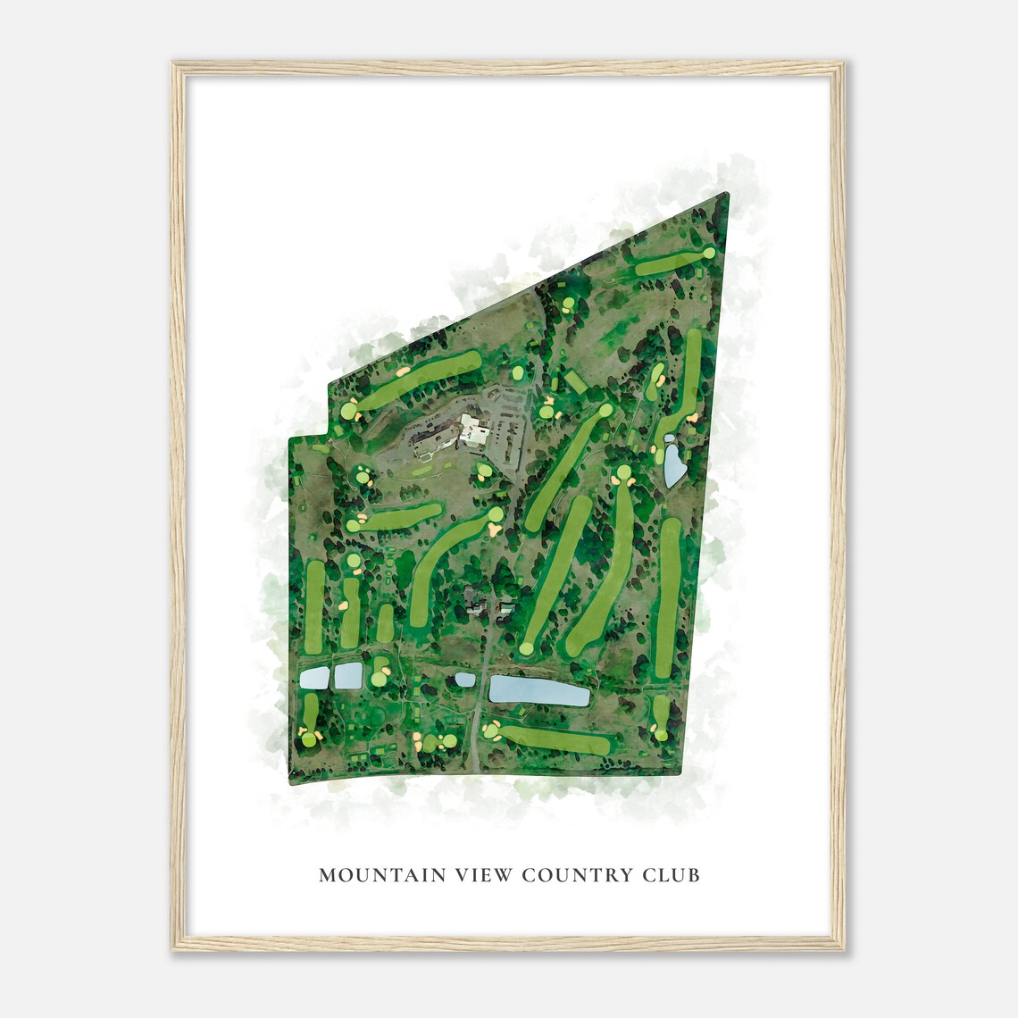 Mountain View Country Club Pennsylvania Classic Watercolor Map Poster - Image 2