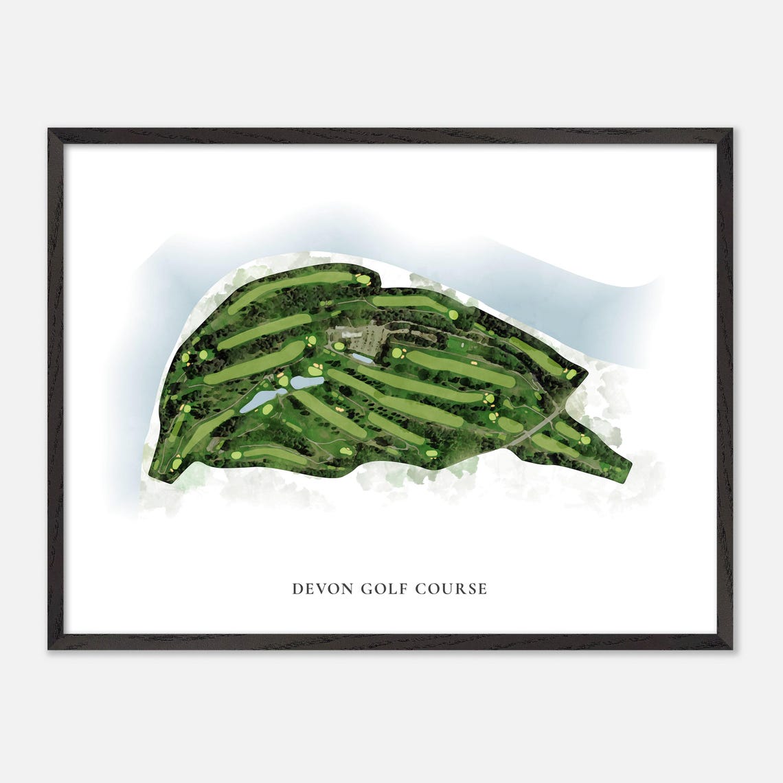 Devon Golf Course Classic Aerial Watercolor Course Map Poster - Image 4