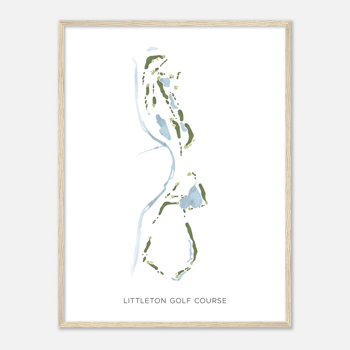 Littleton Golf Course Modern Watercolor Course Map Wall Art Gift - Image 2