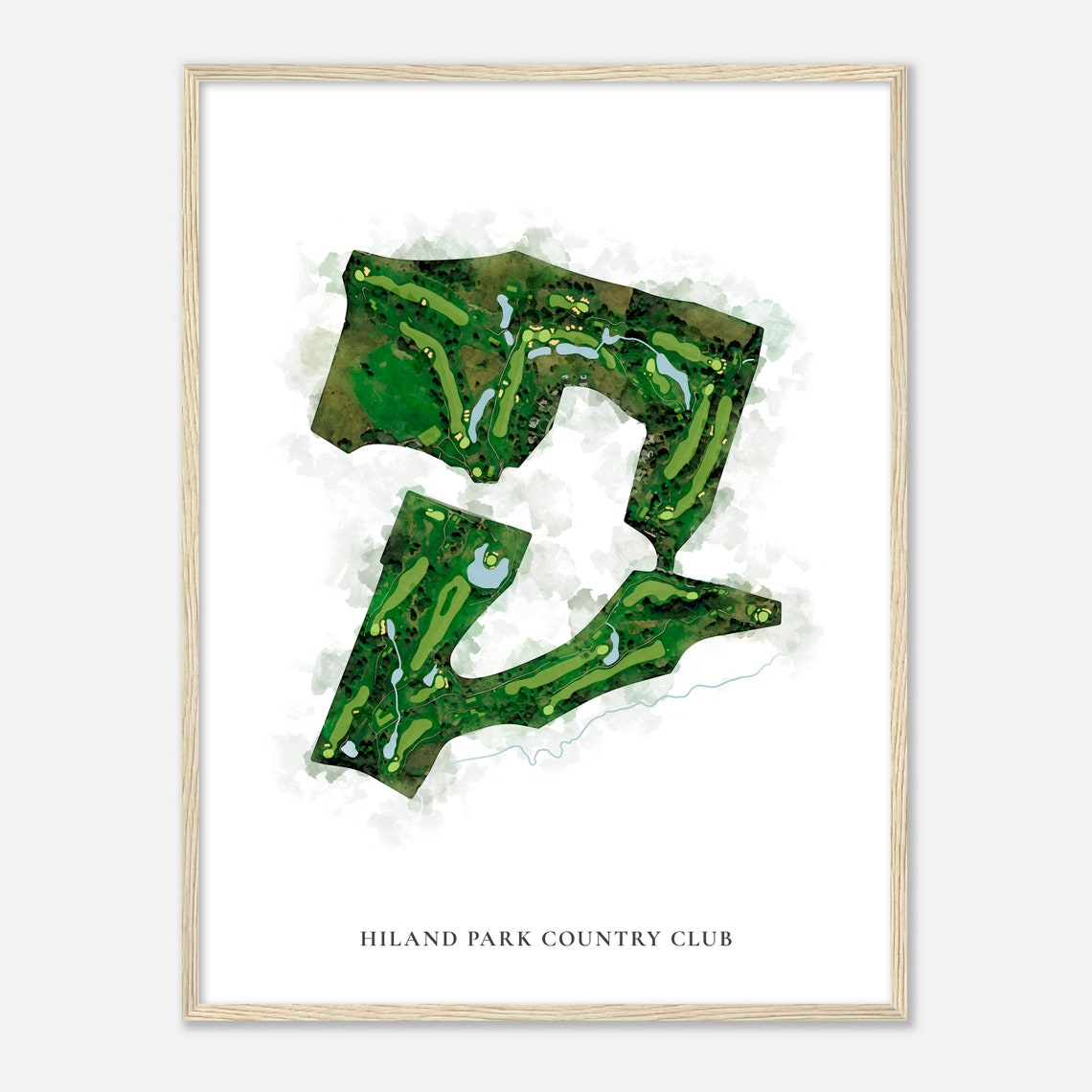 Hiland Park Country Club Classic Watercolor Golf Course Map Poster - Image 2