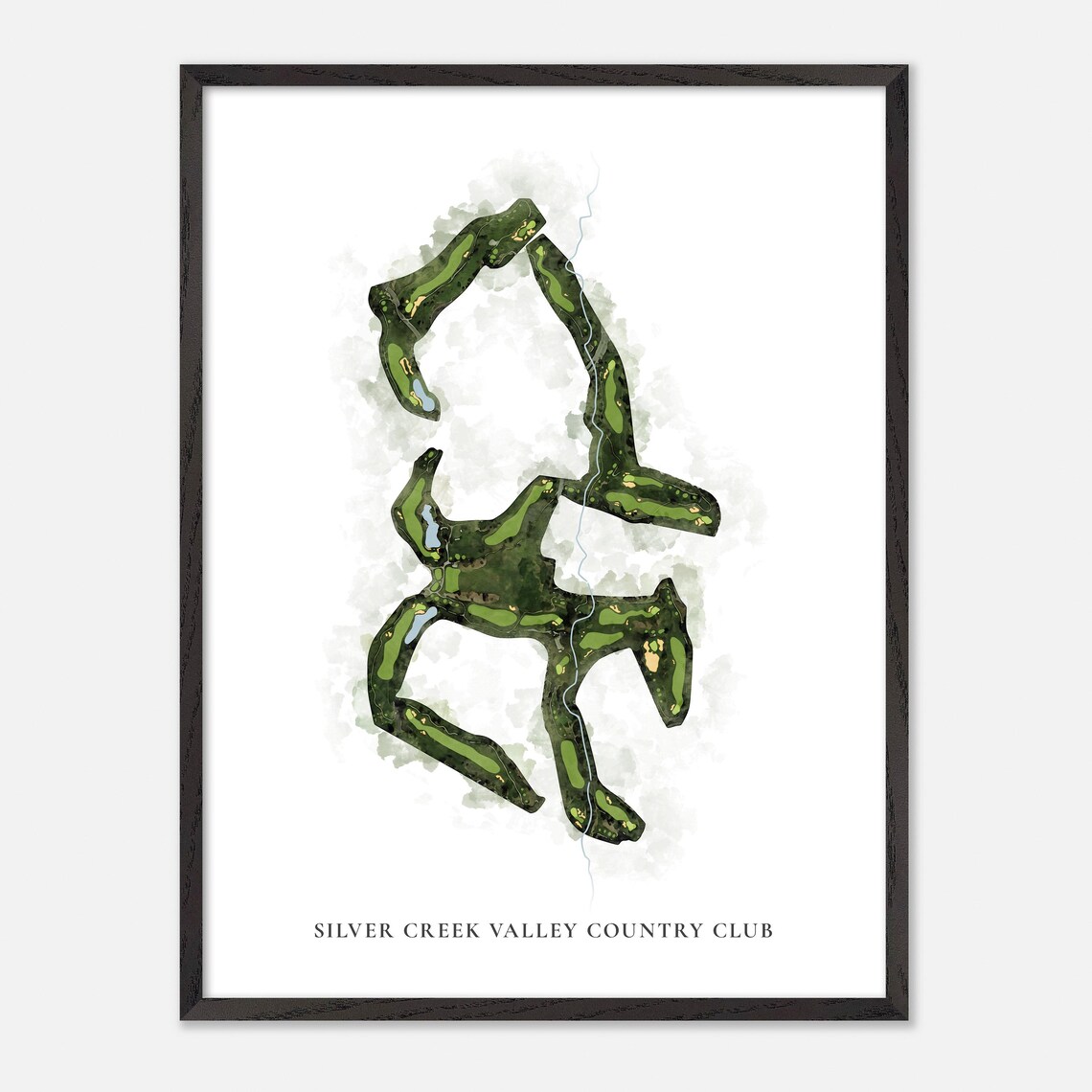 Silver Creek Valley Country Club Golf Watercolor Aerial Map Poster - Image 3