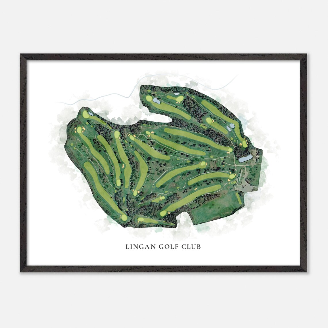 Lingan Golf Club Classic Aerial Watercolor Course Map Poster - Image 4