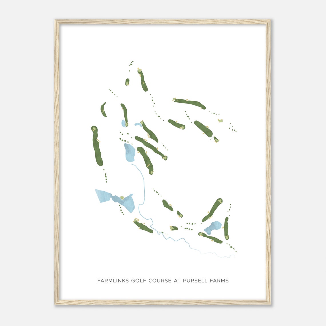 Farmlinks Golf Course at Pursell Farms Watercolor Layout Map Poster - Image 2