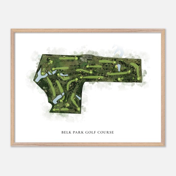 Belk Park Golf Course Classic Watercolor Aerial Map Art Poster