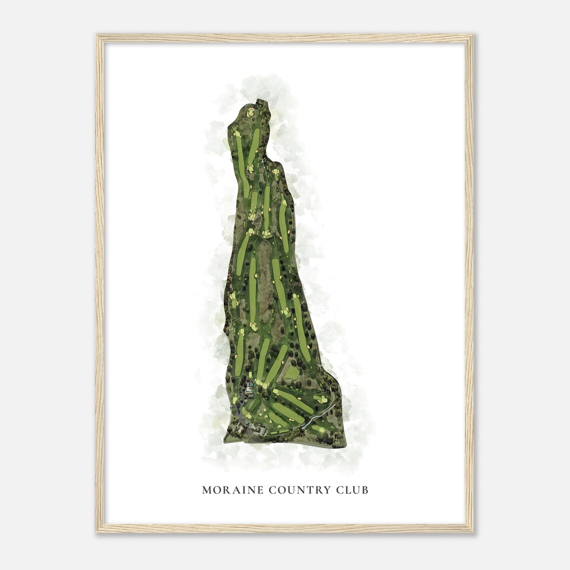 Moraine Country Club Ohio Watercolor Golf Course Map Art Poster