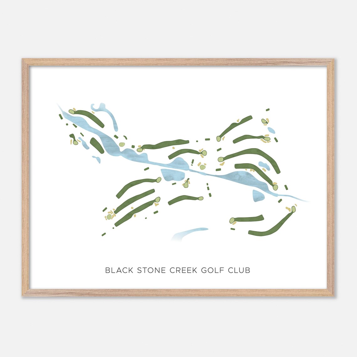 Black Stone Creek Golf Club Germantown Wisconsin Modern Watercolor Golf Map Poster