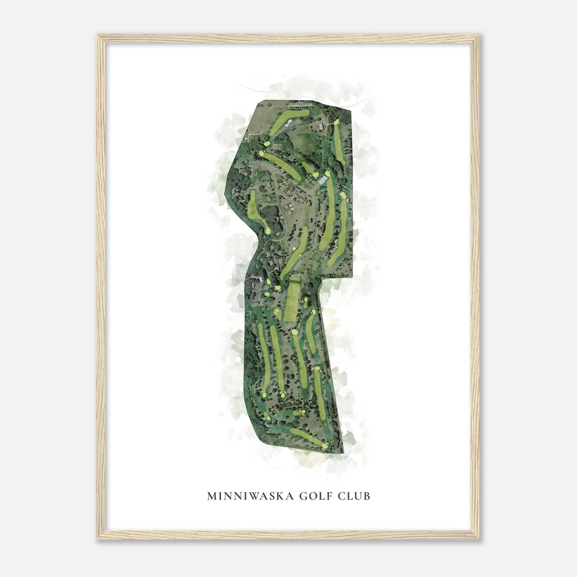 Minniwaska Golf Club Minnesota Classic Watercolor Course Map Poster - Image 2