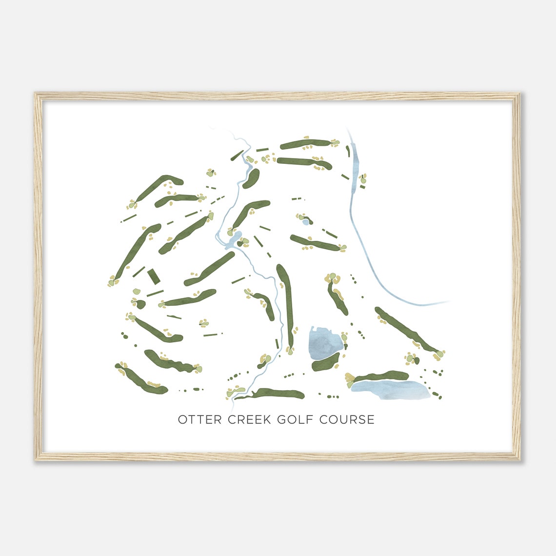 Otter Creek Golf Course Modern Minimalist Watercolor Golf Map Poster - Image 2