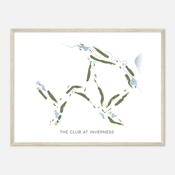 The Club At Inverness Colorado Modern Watercolor Map Golfer Gift Golf Wall Art Golf Poster Print Course Layout